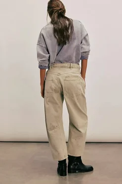 Women Free People Moxie Low Slung Pull On Barrel Jeans - Jetty