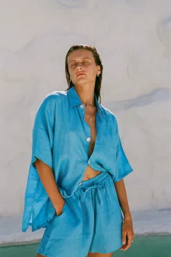 Women Hobo & Hatch Hobo & Hatch Breeze Shirt - Ocean