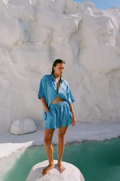 Women Hobo & Hatch Hobo & Hatch Breeze Shirt - Ocean