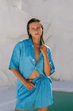 Women Hobo & Hatch Hobo & Hatch Breeze Shirt - Ocean