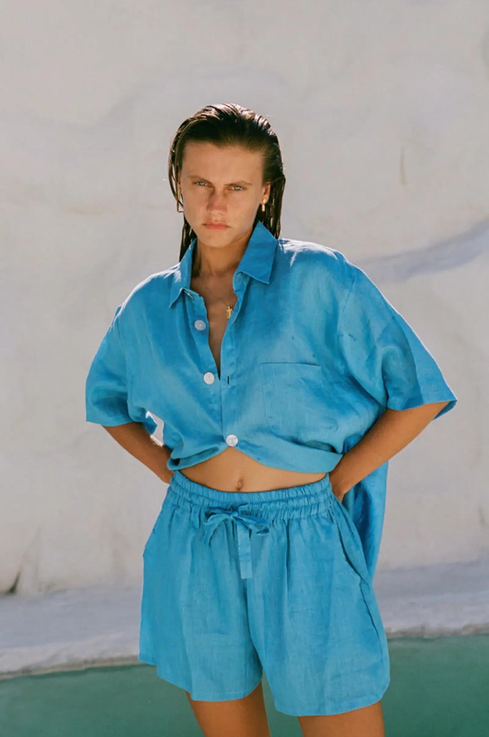 Women Hobo & Hatch Hobo & Hatch Breeze Shirt - Ocean