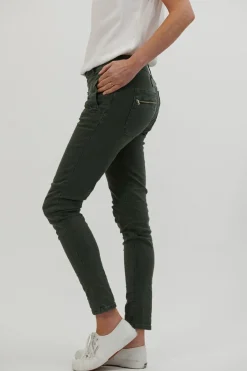 Women Italian Star Button Jean - Military