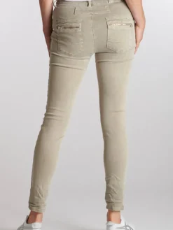 Women Italian Star Button Jean - Beige