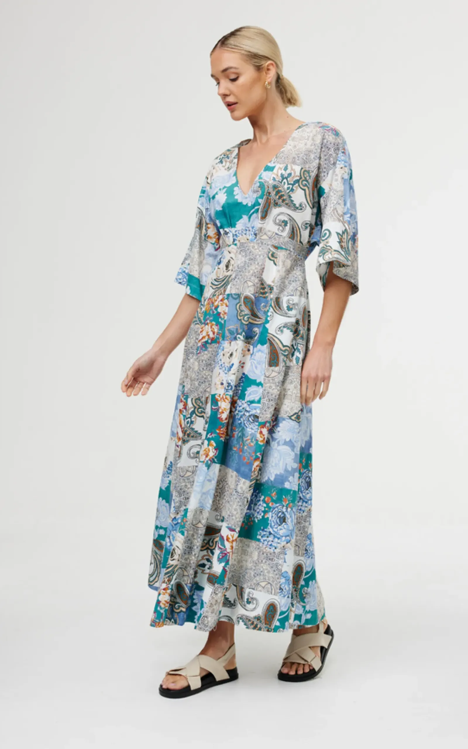 Women Kinney Ellis Dress - Cyan Patchwork
