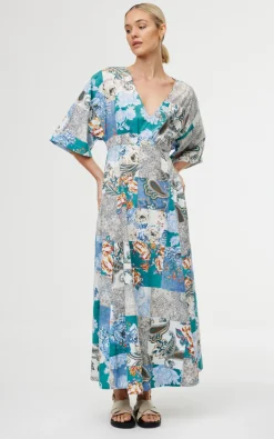 Women Kinney Ellis Dress - Cyan Patchwork