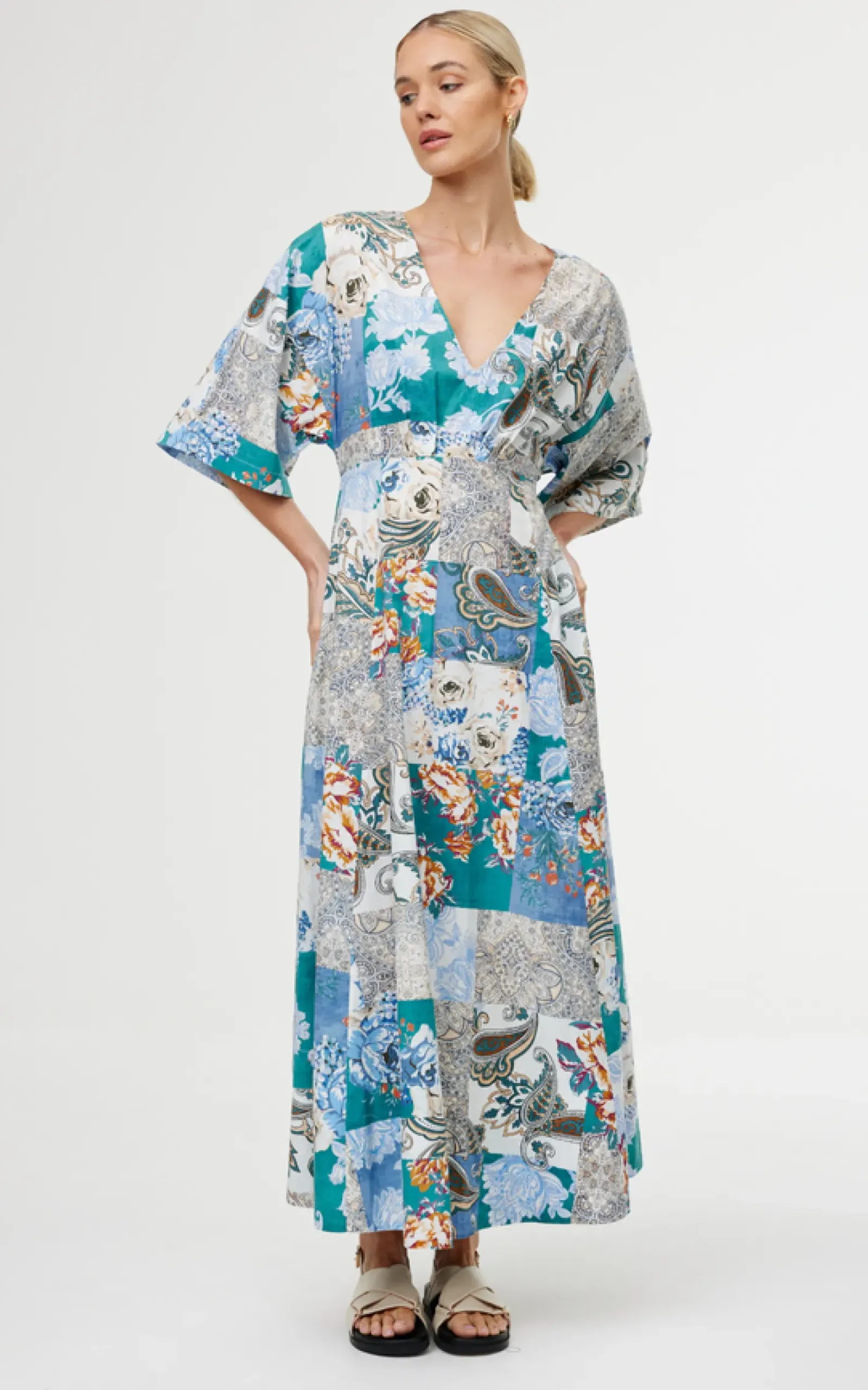 Women Kinney Ellis Dress - Cyan Patchwork