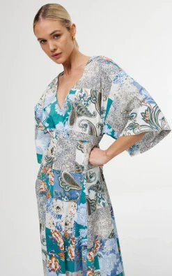 Women Kinney Ellis Dress - Cyan Patchwork