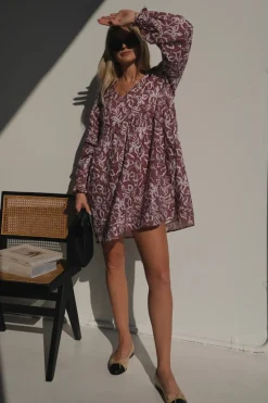 Women Lunar Fox Stevie Linen Dress - Sangria