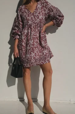 Women Lunar Fox Stevie Linen Dress - Sangria