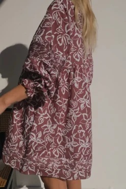 Women Lunar Fox Stevie Linen Dress - Sangria