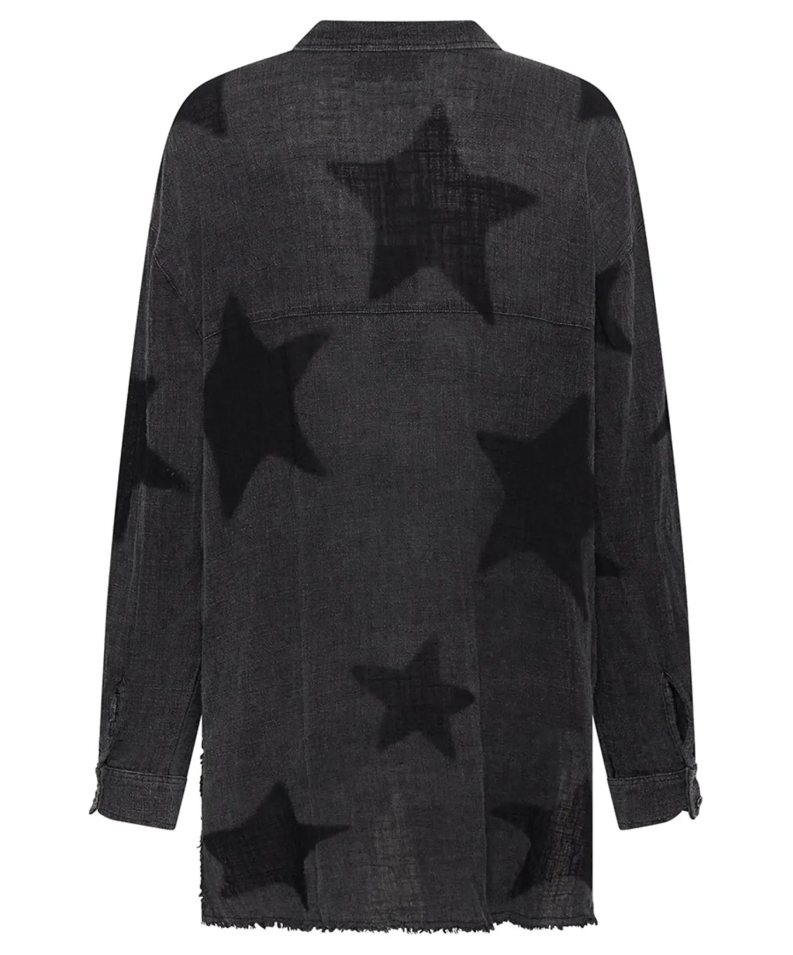 Women One Teaspoon Black Star Muslin Longline Shirt - Charcoal