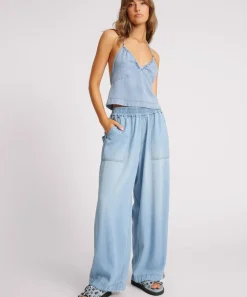 Women One Teaspoon Tencel Parachute Pants - Soft Blue
