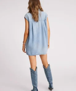 Women One Teaspoon Tencel Shirt Dress - Soft Blue