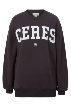 Women Ceres Life Oversized Slouchy Crew - Phantom Heritage Logo