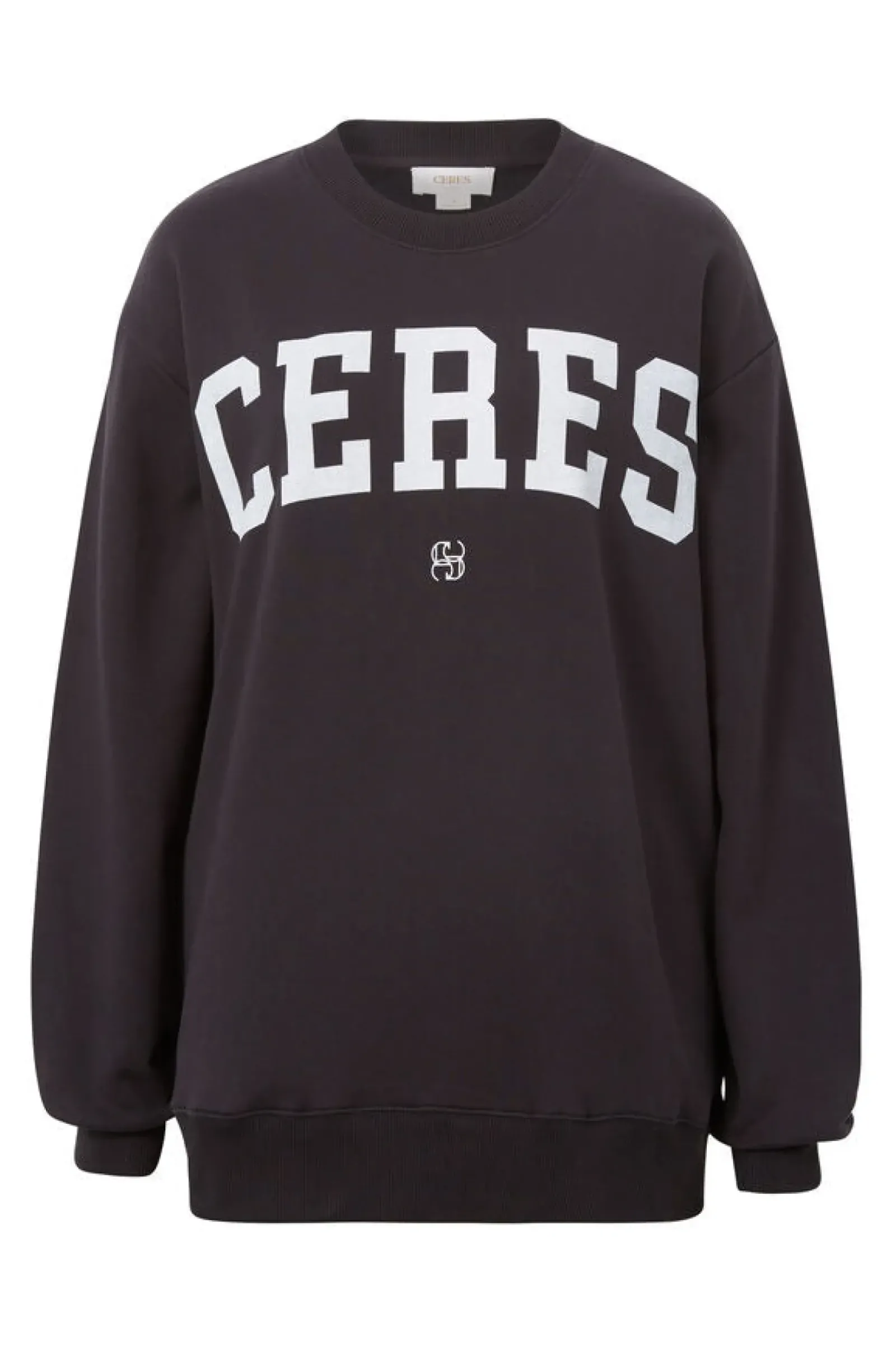 Women Ceres Life Oversized Slouchy Crew - Phantom Heritage Logo