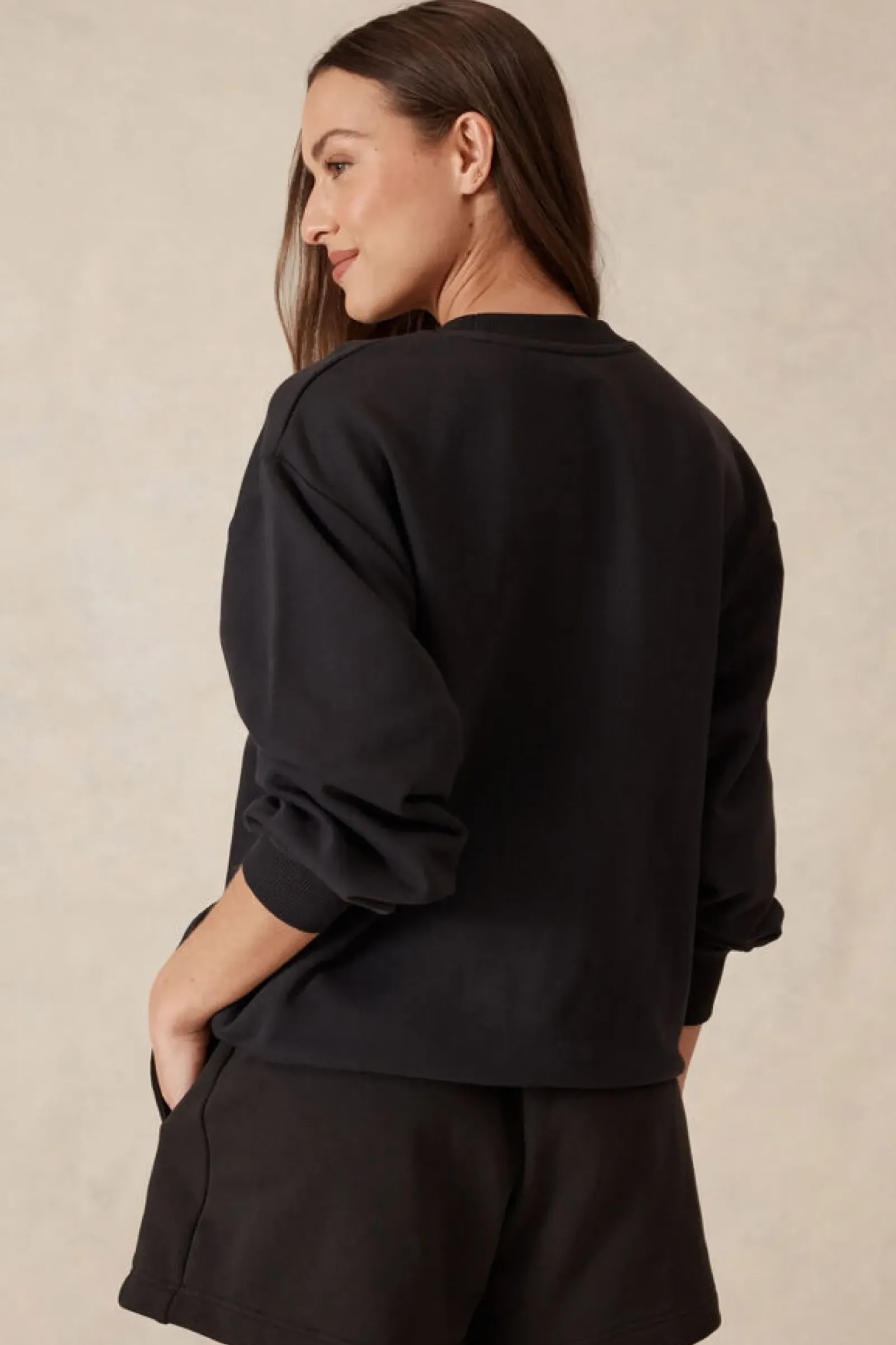 Women Ceres Life Oversized Slouchy Crew - Phantom Heritage Logo