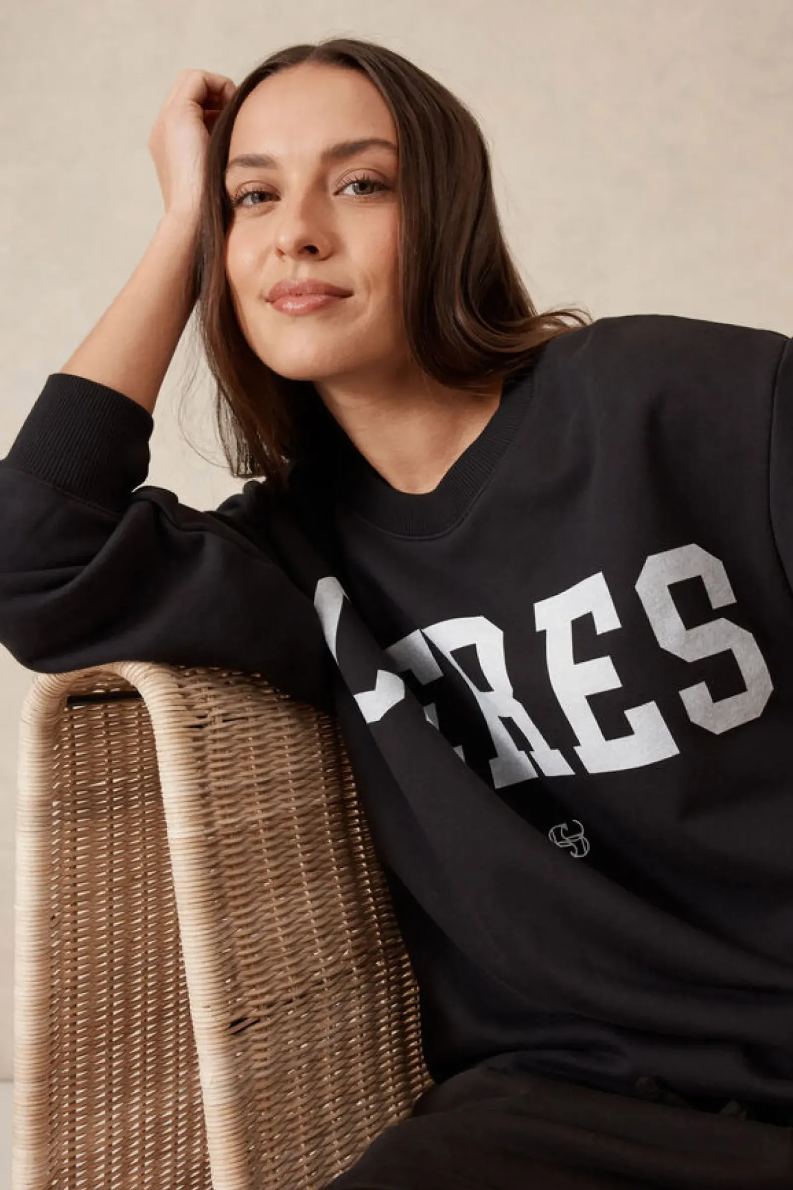 Women Ceres Life Oversized Slouchy Crew - Phantom Heritage Logo