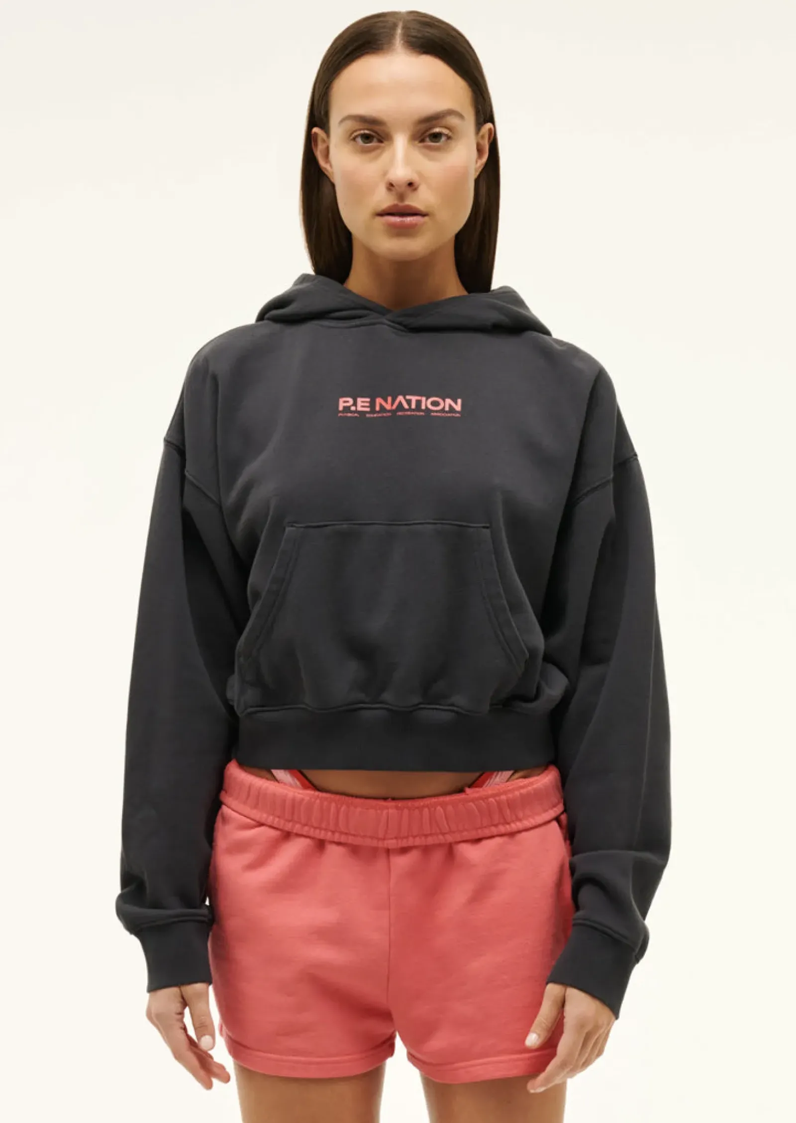 Women P.E Nation Transition Hoodie - Washed Ebony