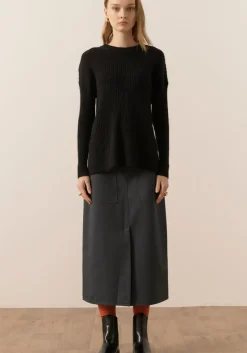 Women Pol Fitch Ribbed Knit - Black