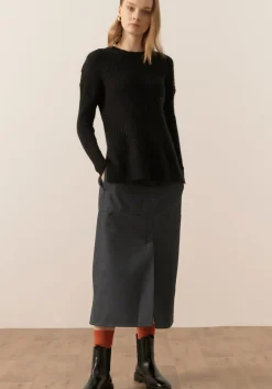 Women Pol Fitch Ribbed Knit - Black