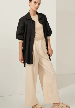 Women Pol Lagoon Drape Back Shirt- Black