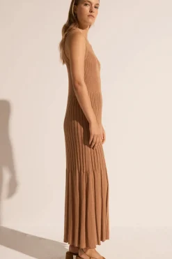 Women Pol Maui Ribbed Tanbk Dress- Toffee