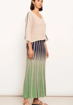 Women Pol Xander Crochet Tee - Pebble/Ink/Green