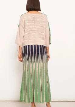 Women Pol Xander Crochet Tee - Pebble/Ink/Green