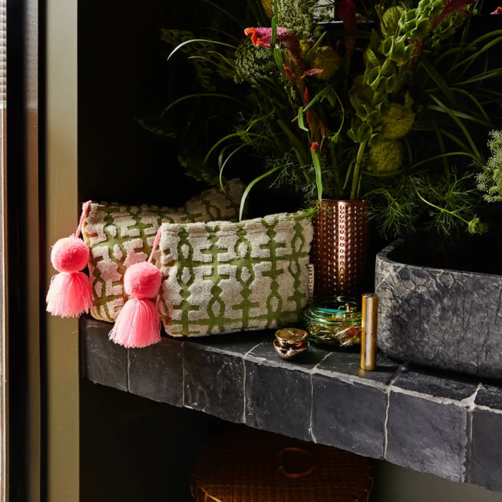 Sage & Clare Sage & Clare Amata Terry Pouch - Palm Large