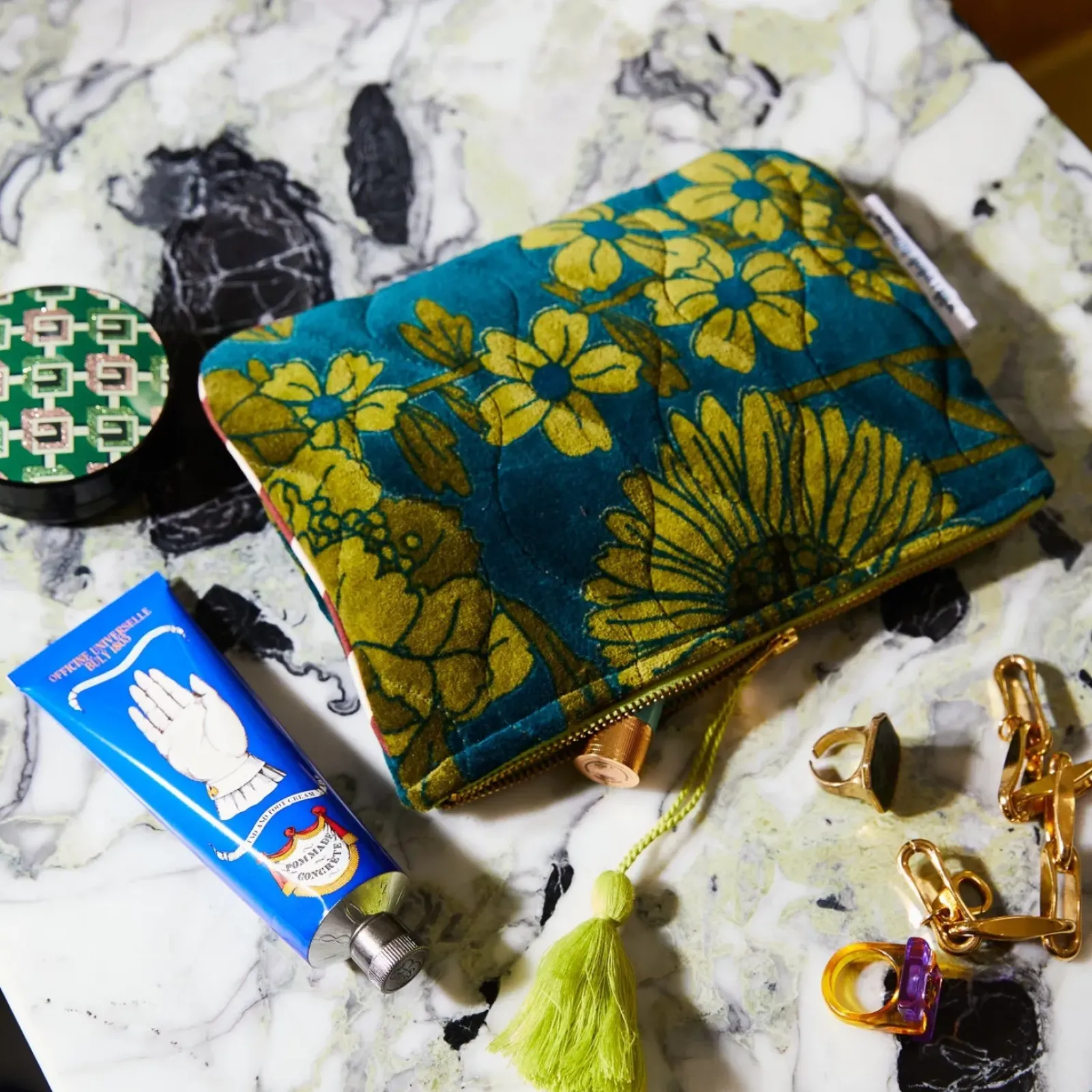 Sage & Clare Sage & Clare Bernanda Velvet Pouch - Peacock