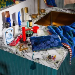 Sage & Clare Sage & Clare Bernanda Velvet Pouch - Lapis