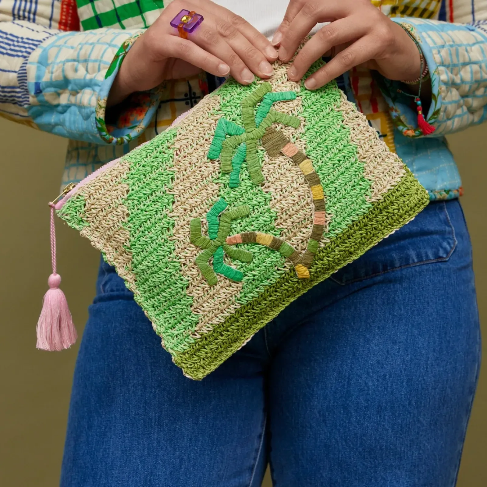 Sage & Clare Sage & Clare San Carlos Raffia Clutch