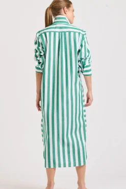 Women Shirty Clothing Shirty Andrea Shirtdress- Green wide stripe