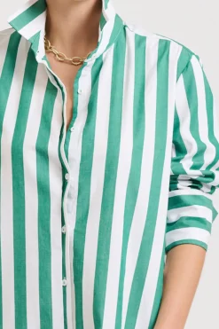 Women Shirty Clothing Shirty Andrea Shirtdress- Green wide stripe
