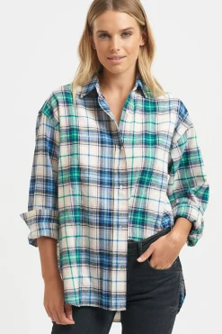 Women Shirty Clothing Shirty The Classic Flannel Shirt - Blue Green Combo