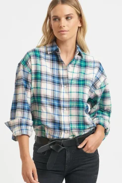 Women Shirty Clothing Shirty The Classic Flannel Shirt - Blue Green Combo