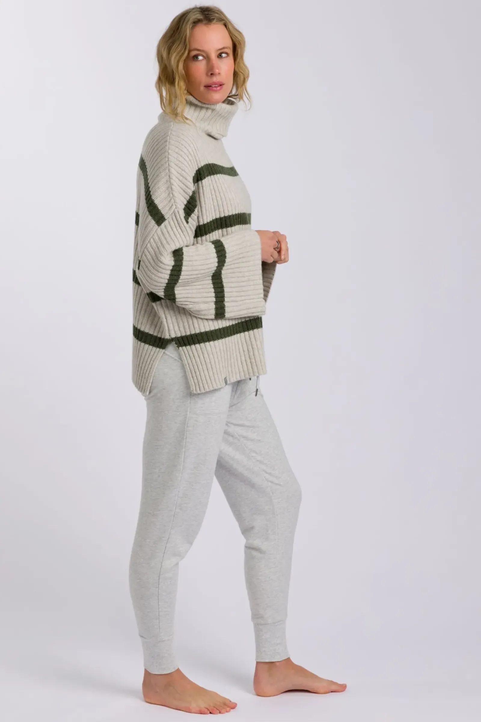 Women Talamaya Divine Rib Pullover - Loden Stripe