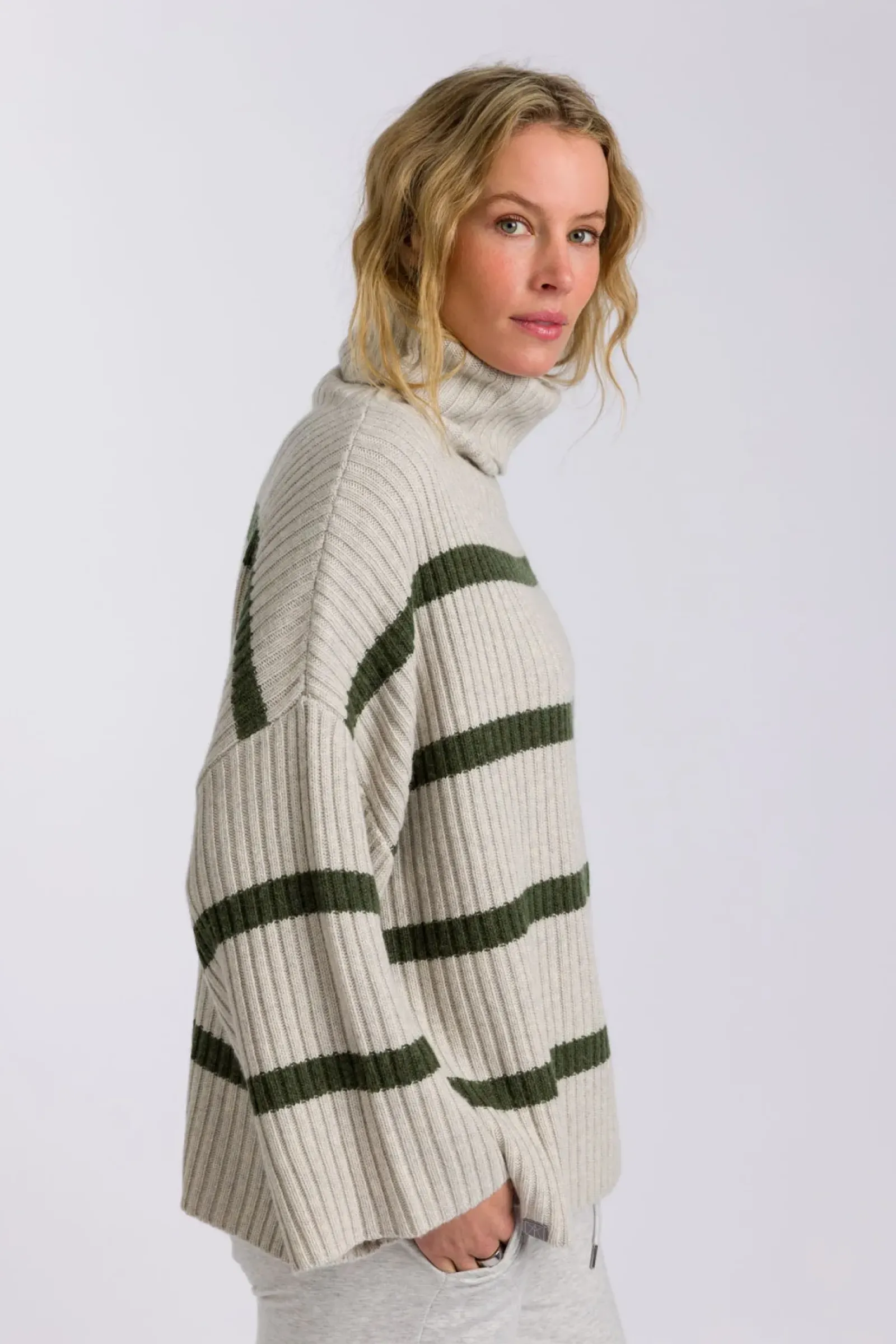 Women Talamaya Divine Rib Pullover - Loden Stripe