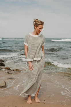 Women Talamaya Lattice Knitted Skirt - Dusty Olive & Cream