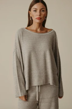 Women Talamaya Retreat Cotton Twist Pullover - Dusty Olive & White
