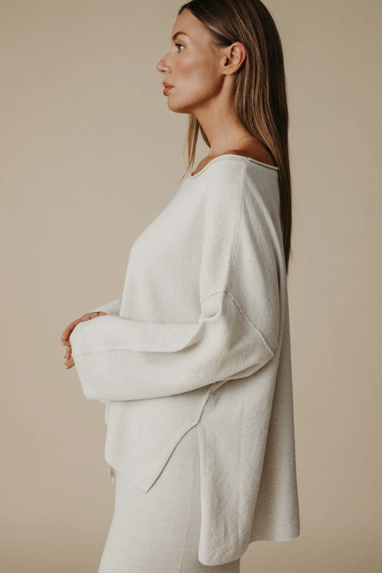 Women Talamaya Retreat Cotton Twist Pullover - Silver & Salt