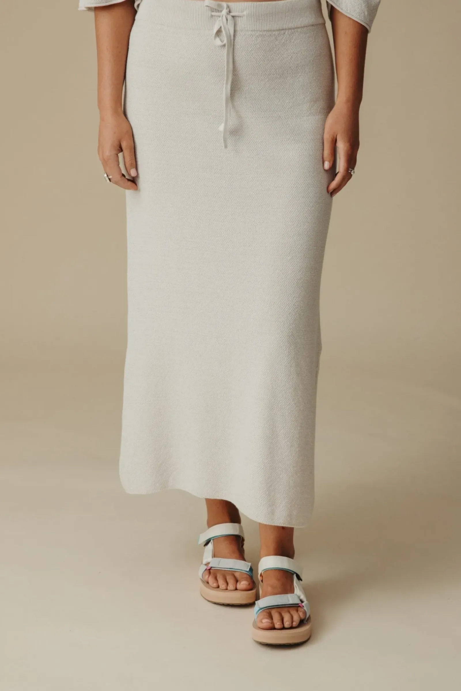 Women Talamaya Retreat Cotton Twist Skirt - Silver & White