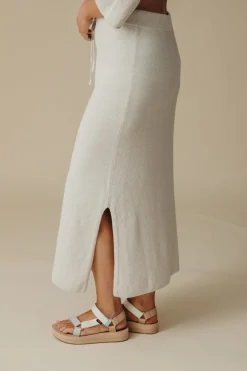 Women Talamaya Retreat Cotton Twist Skirt - Silver & White