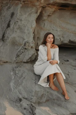 Women Talamaya Retreat Cotton Twist Skirt - Silver & White