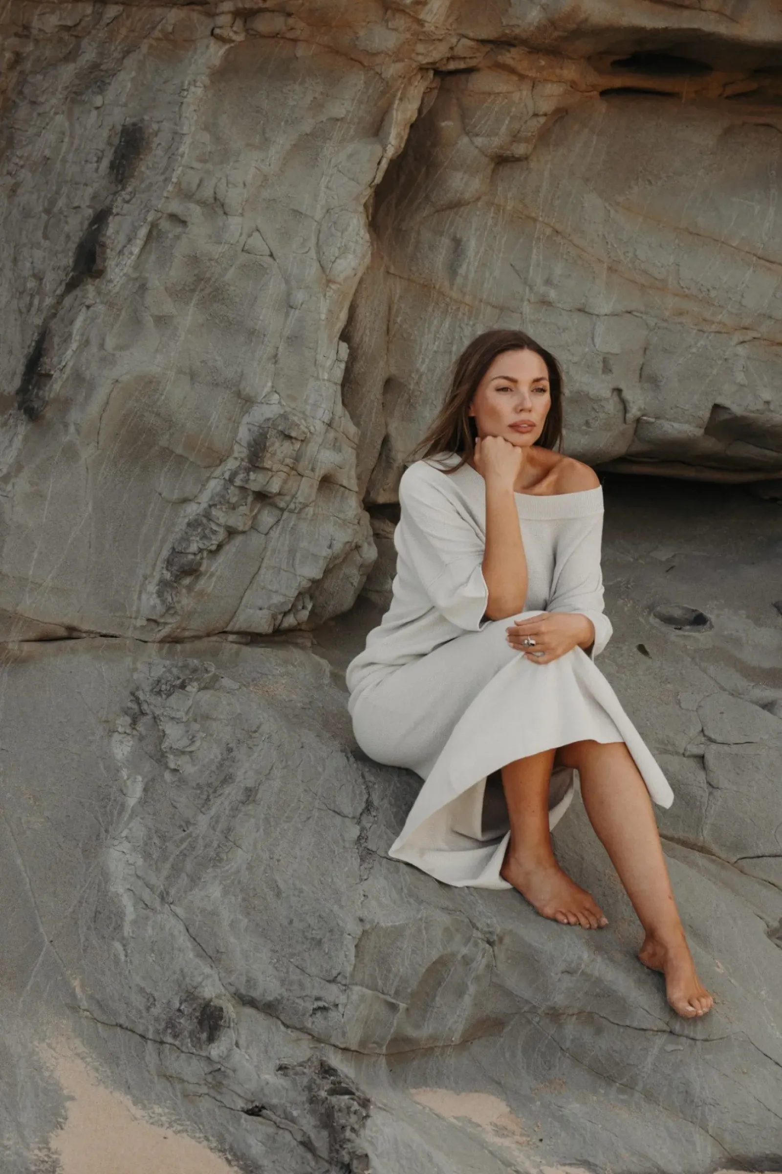 Women Talamaya Retreat Cotton Twist Skirt - Silver & White