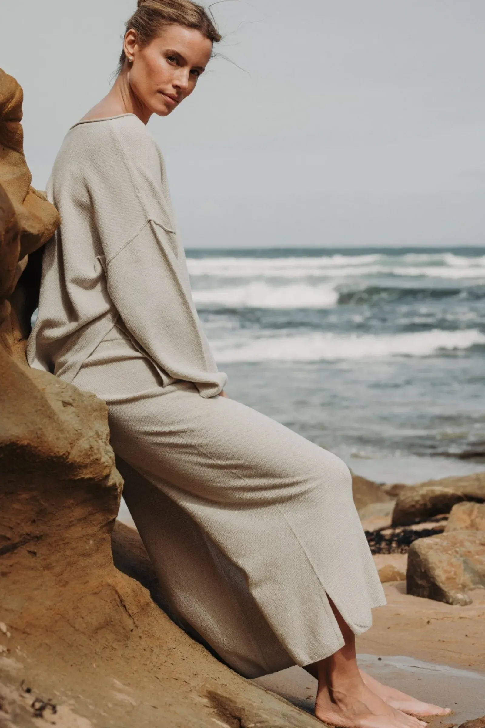 Women Talamaya Retreat Cotton Twist Pant - Silver & Salt