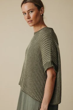 Women Talamaya Sunray Rib Crop Pullover - Dusty Olive