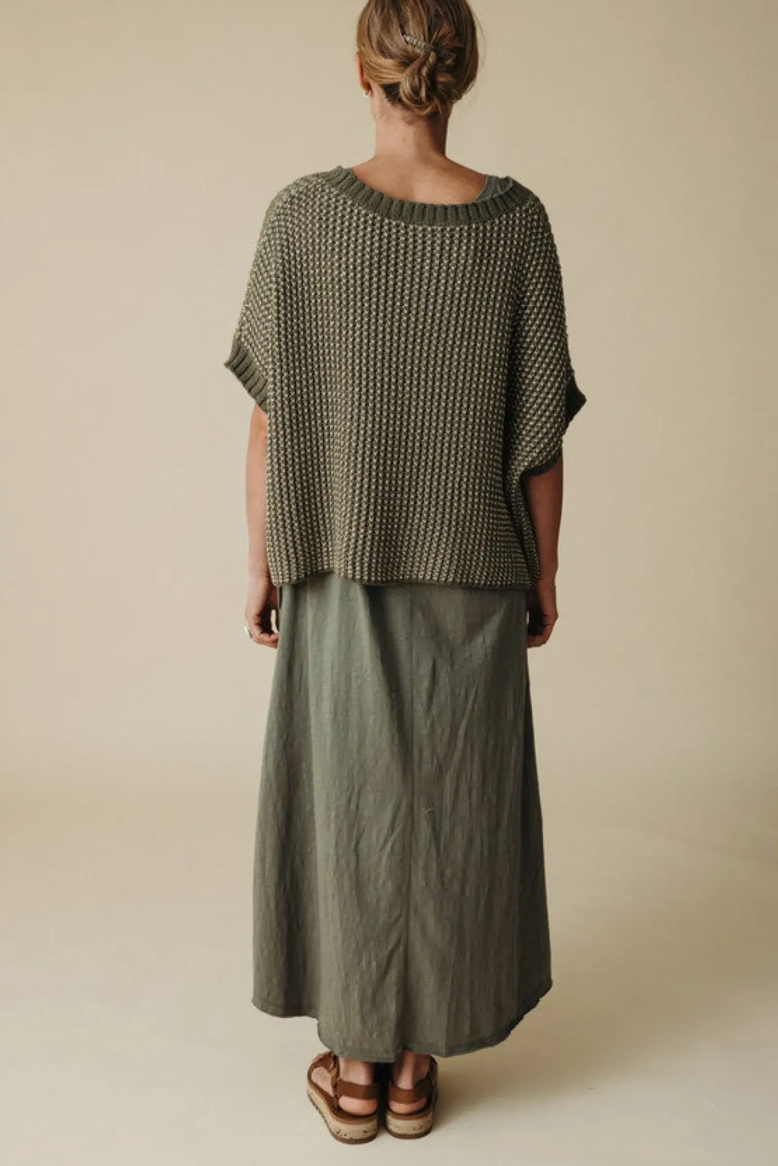 Women Talamaya Sunray Rib Crop Pullover - Dusty Olive