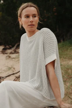 Women Talamaya Sunray Rib Crop Pullover - White