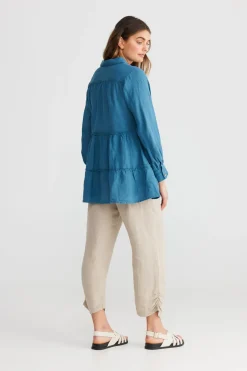 Women The Shanty Mia Top - Blue Steel